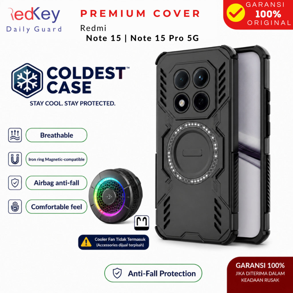 RedKey Cooling Case Redmi Note 15 Pro 5G - WingShield Breathable Casing Anti Panas