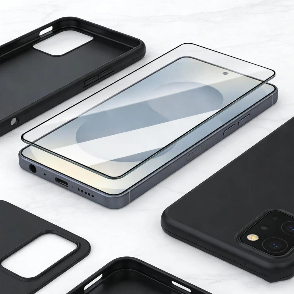 Redkey Anti Gores For Samsung  S26 Ultra Plus -fullcover Clear Tempered Glass  List Hitam Support Fingerprint