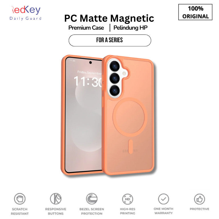 Case Samsung A15 A25 A35 A55 A16 A26 A36 A56 A17 A27 A37 A57 5G Redkey PC Matte Hard TPU Magnetic Casing