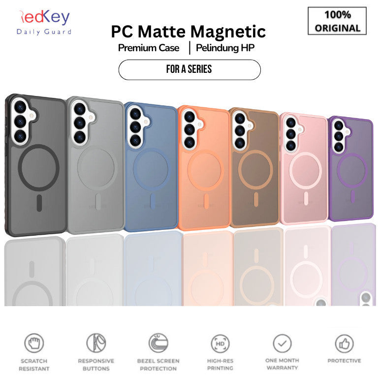Case Samsung A15 A25 A35 A55 A16 A26 A36 A56 A17 A27 A37 A57 5G Redkey PC Matte Hard TPU Magnetic Casing