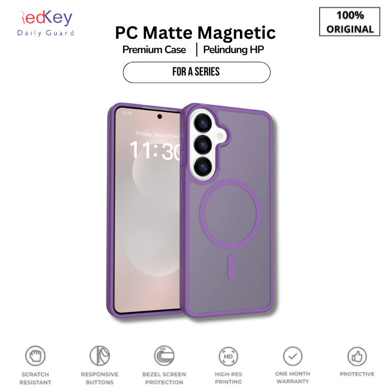 Case Samsung A15 A25 A35 A55 A16 A26 A36 A56 A17 A27 A37 A57 5G Redkey PC Matte Hard TPU Magnetic Casing