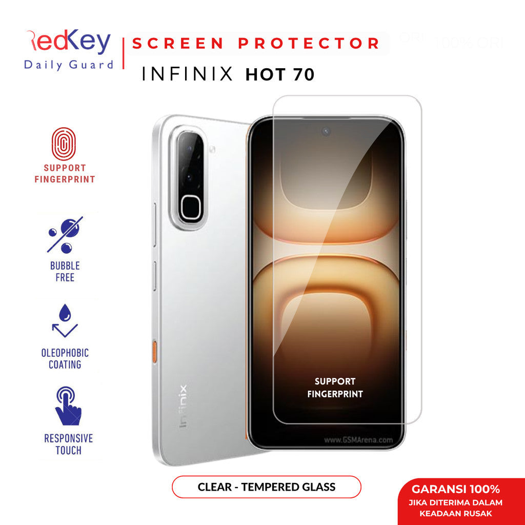 Redkey Tempered Glass For Infinix Hot 70  - Non full cover Privacy Pelindung Layar Anti Gores