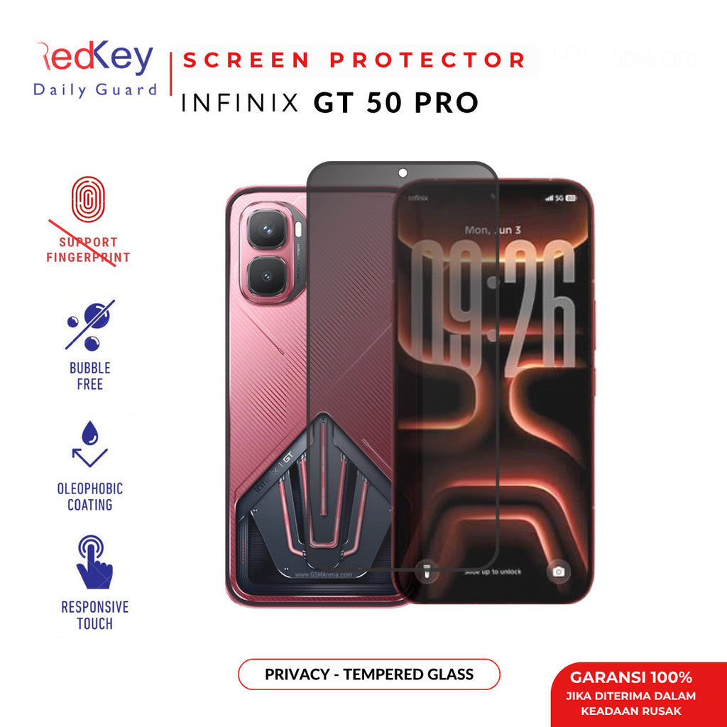 Redkey Tempered Glass For Infinix GT 50 Pro  - Nonfullcover Fullcover Privacy Pelindung Layar Anti Gores