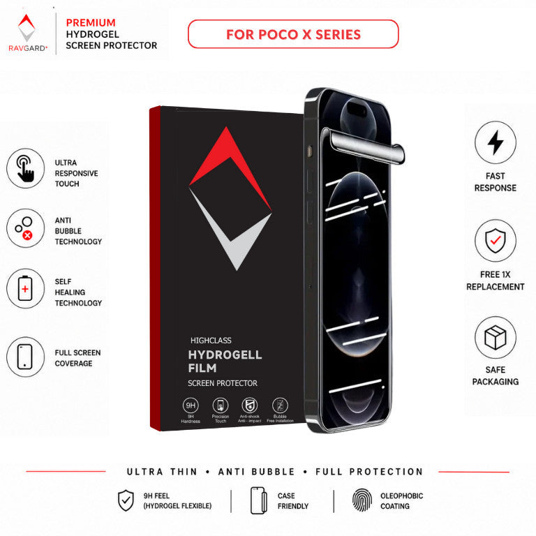 Ravgard Hydrogel Film Pelindung Layar Indentation Self Repair Untuk Poco X3 Pro NFC GT  X4 Pro GT  X5 Pro X6 Pro X7 Pro X8 Pro Max 5G Clear  Privacy
