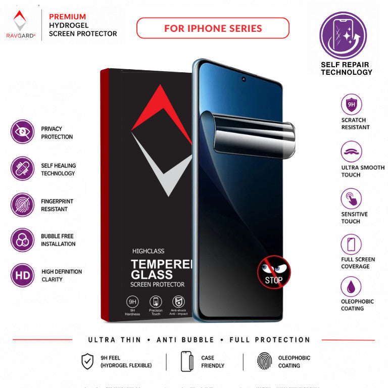 Ravgard Hydrogel Screen Protector For iPhone 15 16 17 18 Pro Max Fold - Indentation Self Repair Pelindung Layar Clear Privacy