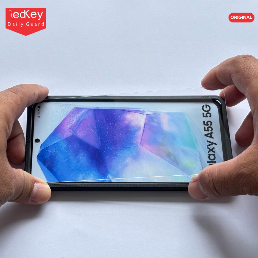 Redkey Tempered Glass Dengan Alat Bantu Pasang Untuk Samsung Galaxy A15 A25 A35 A16 A26 A36 A56 5G  Clear Premium Anti Gores Layar